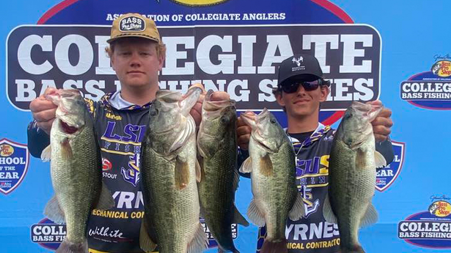 LSUS anglers Mason McCormick and Colton Caskey placed 13th in the 197-boat field this past weekend at the Association of Collegiate Anglers national championships on Pickwick Lake.